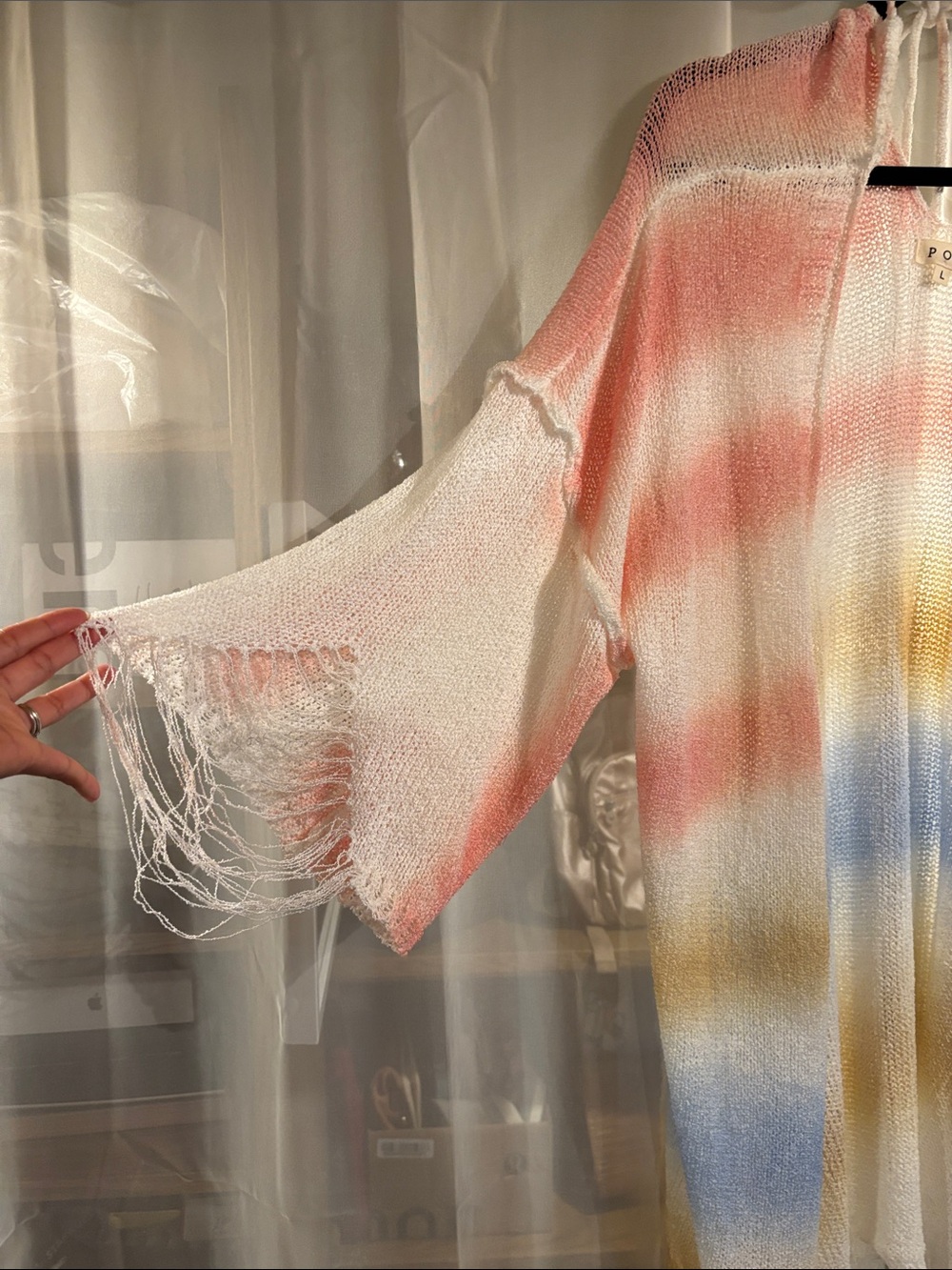 66. Pol Pastels Distressed Oversized Cardigan Kimono - Picture 5 of 6